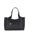 Tod's Pebbled Leather Shoulder Bag With Adjustable Strap In Black