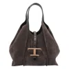 Tod's Classic Suede Leather Shoulder Bag With T-buckle In Brown