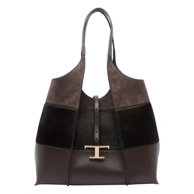 Tod's Medium T Timeless Handbag In Brown