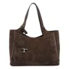 Tod's Dark Brown Suede Leather Top Handle Bag In Brown