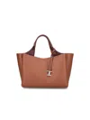 Tod's Structured Brown Shoulder Bag With Textured Finish In Brown
