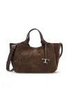 Tod's Medium Suede Logo Tote Bag In Brown