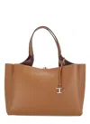 Tod's T Timeless Leather Tote Bag In Brown For Women In Brown