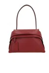 Tod's Leather Flap Shoulder Bag In Burgundy