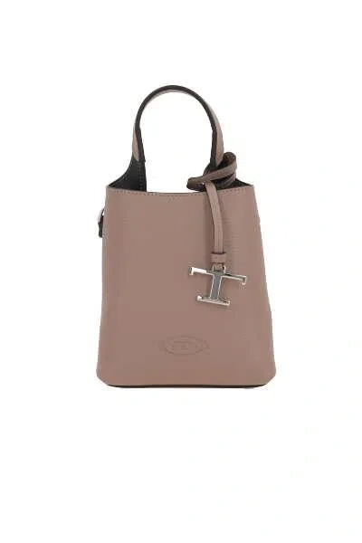 Tod's Mini Leather Handbag In Grey