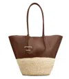 Tod's Chocolate Brown Raffia Shopping Bag In Brown