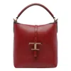 Tod's Maroon T Timeless Mini Bucket Bag In Red