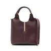 Tod's Leather Mini Tote Bag With Branded Metal Bar Accessory In Burgundy
