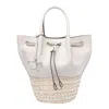 Tod's Logo Embossed Panelled Bucket Bag In White