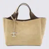 Tod's Beige Suede Leather Top Handle Bag In White