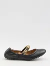 Tod's Metallic Rings Strap Nappa Leather Ballerinas Shoes In Black
