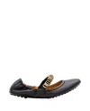 Tod's Metallic Rings Strap Nappa Leather Ballerinas Shoes In Black