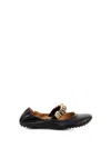 Tod's Ballerina In Leather With Strap With Metal Rings