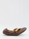 Tod's 'dee' Brown Ballerinas With Decorative Rings On The Front In Leather Woman
