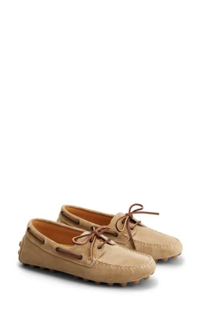 Tod's Boat Gommino Bubble In Suede In Brown,beige
