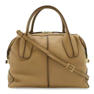 Pre-owned Tod's Beige Brown Leather Handbag Shoulder Bag () In Beige, Brown