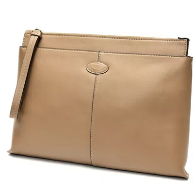 Pre-owned Tod's Beige Leather Clutch Bag Pouch ()