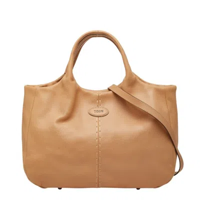 Pre-owned Tod's Beige Leather Handbag Shoulder Bag ()
