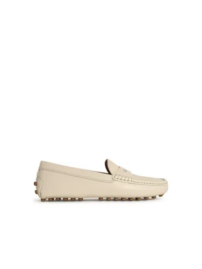 Tod's Beige Leather Loafers In Neutrals