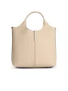 Tod's Beige Leather Shopping Bag In Neutrals