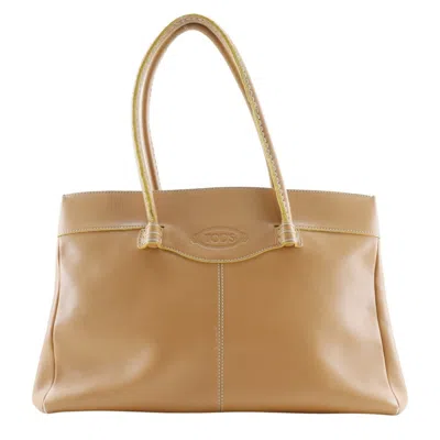 Pre-owned Tod's Beige Leather Shoulder Bag () In Sand