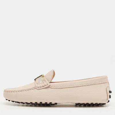 Tod's Beige Leather Slip On Loafers In Neutral