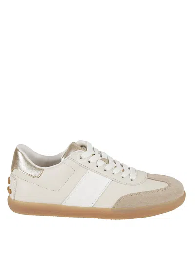 Tod's Beige Low-top Sneakers With Gold Accents