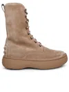 Tod's High Lace-up Boots In Beige