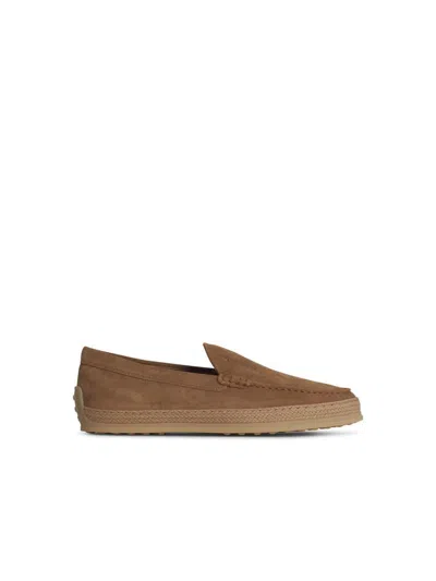 Tod's Logo-debossed Almond-toe Espadrilles In Brown
