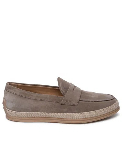 Tod's Loafers In Brown Velvety Suede In Beige