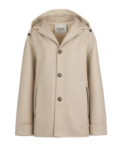 Tod's Belted Hooded Jacket In Brown