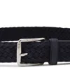 Tod's Black Leather Woven Buble Belt In Black