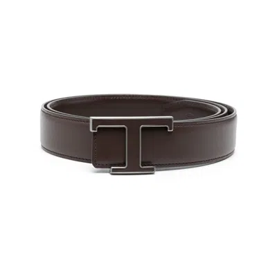Tod's Logo-buckle Leather Belt In Brown