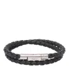 Tod's Braided Bracelet With Polished Metallic Clasp In Black