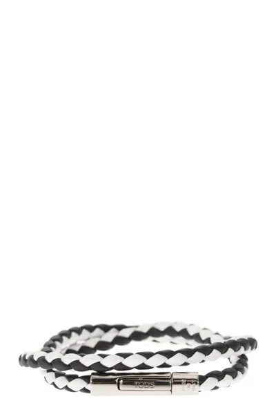 Tod's Mycolors Bracelet In Black And White Leather