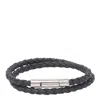 Tod's Braided Bracelet With Polished Metallic Clasp In Black