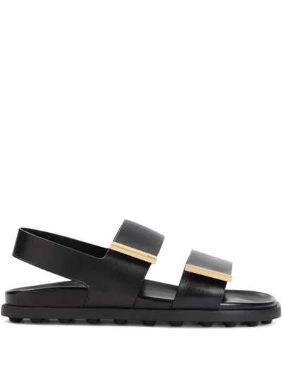 Tod's Black Calf Leather Sandals