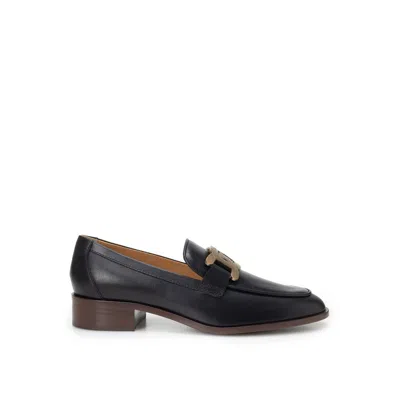 Tod's Black Calfskin Slip-on Loafers