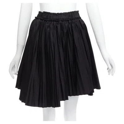 Pre-owned Tod's Black Cotton Asymmetric High Low Pleated Flared Skirt It38 Xs