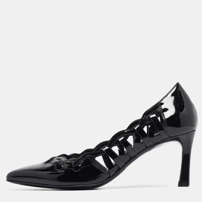 Tod's Black Cut Out Patent Leather Pointed Toe Pumps