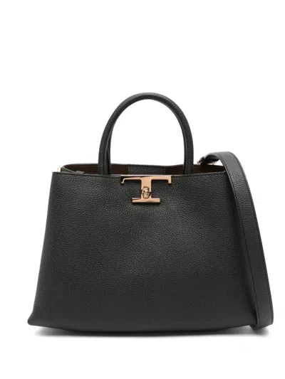 Tod's Black Leather Bag With Gold Hardware