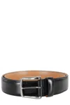 Tod's Black Leather Belt With Polished Silver Buckle In Black