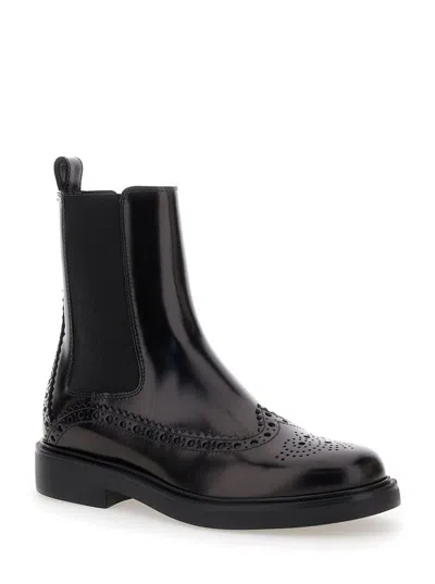 Tod's Black Leather Blend Ankle Boots