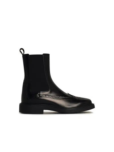 Tod's Black Leather Blend Ankle Boots Women