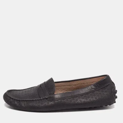 Tod's Black Leather Driving Loafers In Multi