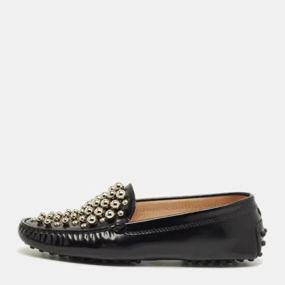 Tod's Black Leather Embellish Loafers