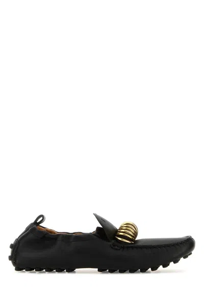 Tod's Black Leather Loafers In Animal Print