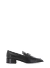 Tod's Elegant Leather Loafers With Almond Toe And Mid Stacked Heel In Black