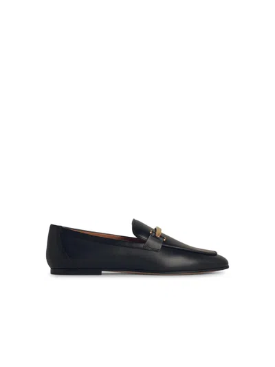 TOD'S TOD'S BLACK LEATHER LOAFERS WOMEN