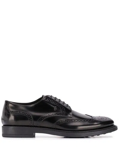 Tod's Black Leather Oxford Lace Up Shoes